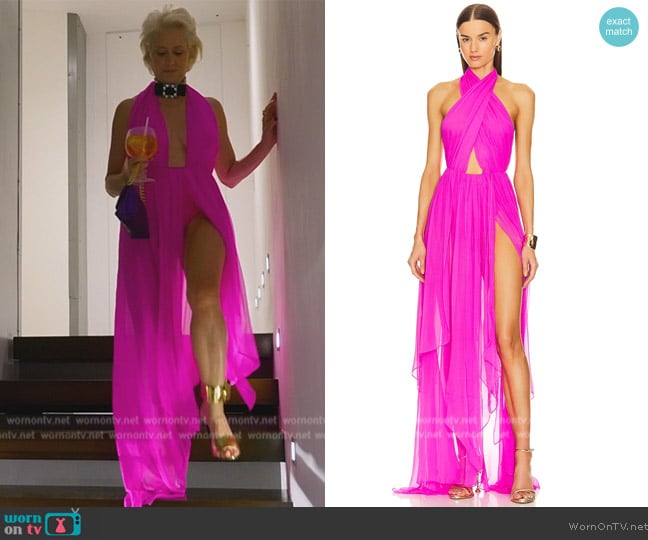 Retrofete Ina Silk Dress worn by Dorinda Medley on The Real Housewives Ultimate Girls Trip