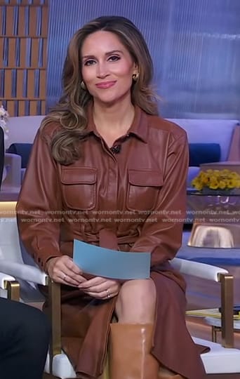 Rhiannon's brown leather shirtdress on Good Morning America