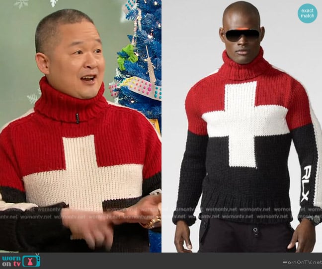 Ralph Lauren xRLX Swiss Cross Turtleneck worn by Danny Seo on The Drew Barrymore Show