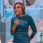 Robin’s green leather panel sheath dress on Good Morning America