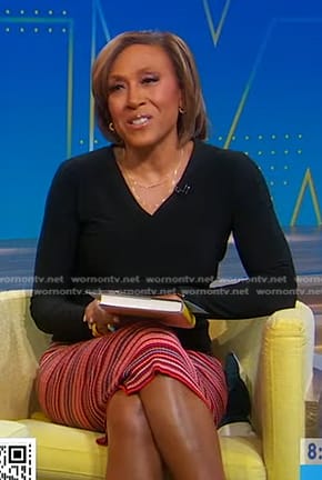 Robin’s pink striped skirt on Good Morning America