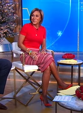 Robin’s pink striped skirt on Good Morning America