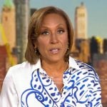 Robin’s white and blue print shirt on Good Morning America
