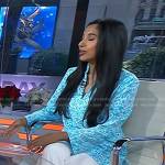 Dr. Roshini Raj’s blue printed blouse on Today