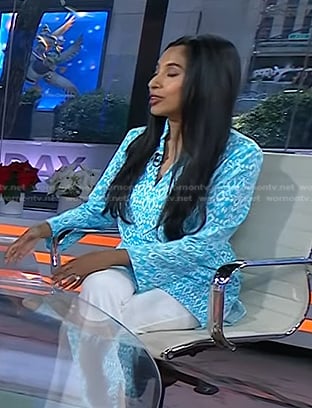 WornOnTV: Dr. Roshini Raj’s blue printed blouse on Today | Clothes and ...