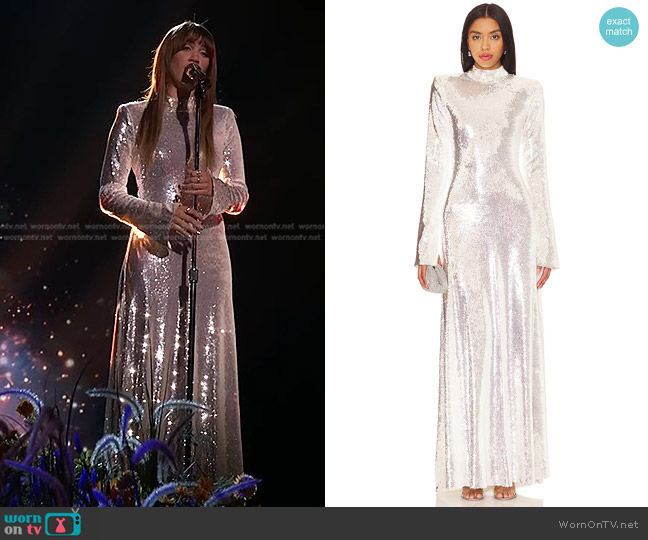 Rotate Sequin Gown in Bright White worn by Lila Forde on The Voice