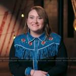 Ruby Leigh’s black and blue fringed western shirt on The Voice