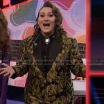 Ruby Leigh’s metallic floral blazer and pants on The Voice