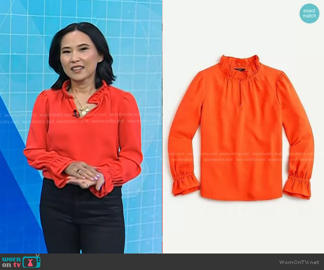Ruffleneck top in 365 by J. Crew worn by Vicky Nguyen on Today