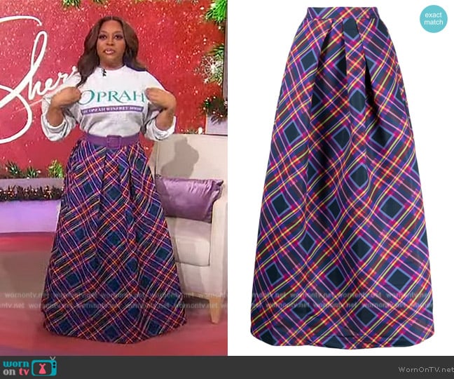 Sachin and Babi Ava plaid check-pattern skirt worn by Sherri Shepherd on Sherri