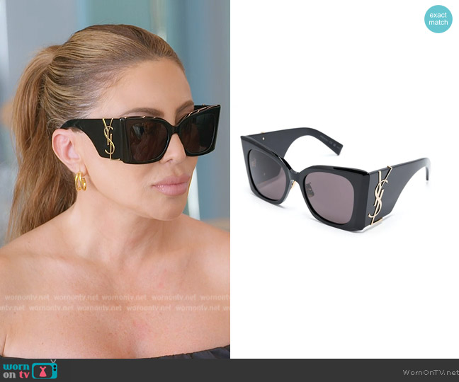 Saint Laurent Logo-plaque oversize-frame sunglasses worn by Larsa Pippen (Larsa Pippen) on The Real Housewives of Miami