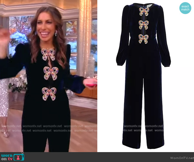 Saloni Camille Bows Velvet Jumpsuit worn by Alyssa Farah Griffin on The View