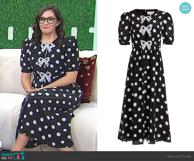 Saloni Jamie Dress in Mono Polka Dot worn by Savannah Sellers on Today