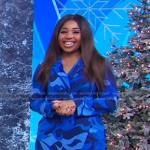 Somara Theodore’s blue printed wrap dress on Good Morning America