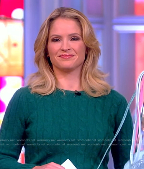 Sara's green cable knit sweater on The View