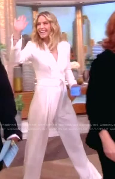 Sara’s white tie waist jumpsuit on The View