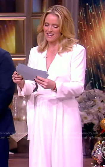 Sara’s white tie waist jumpsuit on The View