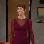 Sarah’s burgundy long sleeve mesh dress on Days of our Lives