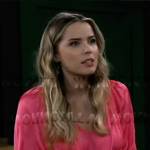 Sasha’s pink ruffle sleeve blouse on General Hospital