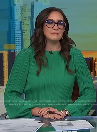 Savannah's green pleated shift dress on NBC News Daily