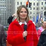 Savannah’s red fur puffer jacket on Today