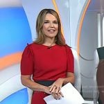 Savannah’s red short sleeve top and pencil skirt on Today