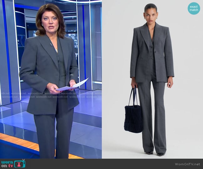 Scanlan Theodore Tailored Jacket and Trouser worn by Norah O'Donnell on CBS Evening News