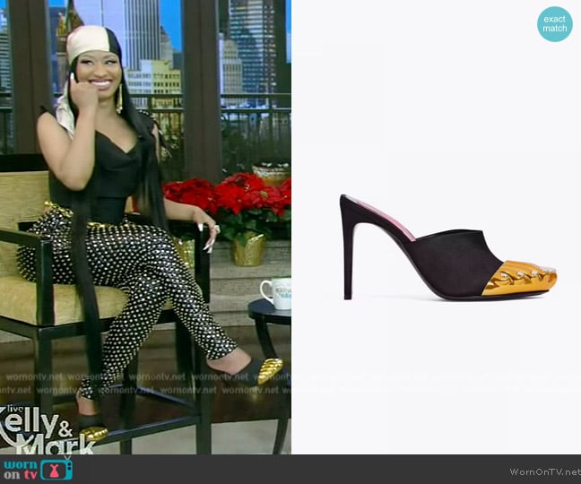 Schiaparelli Trompe-L'Ceil Mules worn by Nicki Minaj on Live with Kelly and Mark