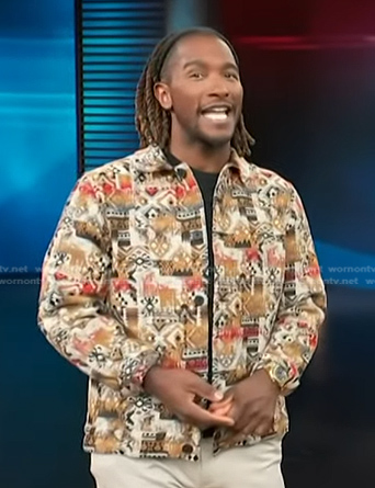 Scott’s aztek print jacket on Access Hollywood