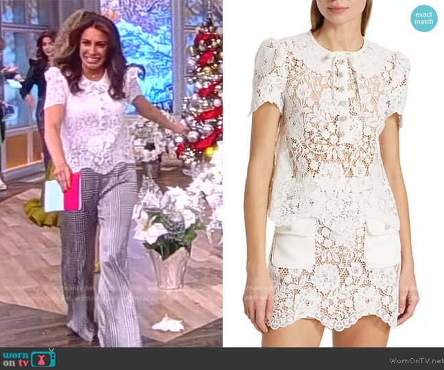 Self Portrait Cord Lace Short-Sleeve Blouse worn by Alyssa Farah Griffin on The View