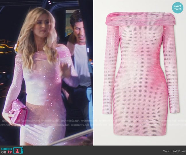 Nicky’s pink crystal embellished mini dress on Paris in Love