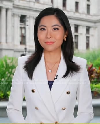 Selina Wang’s white double breasted blazer on Good Morning America