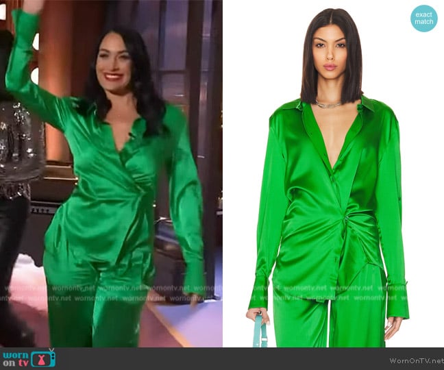 Ser.O.Ya Karry Silk Shirt worn by Brie Garcia on The Kelly Clarkson Show