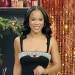 Serayah McNeill’s black embellished mini dress on Tamron Hall Show