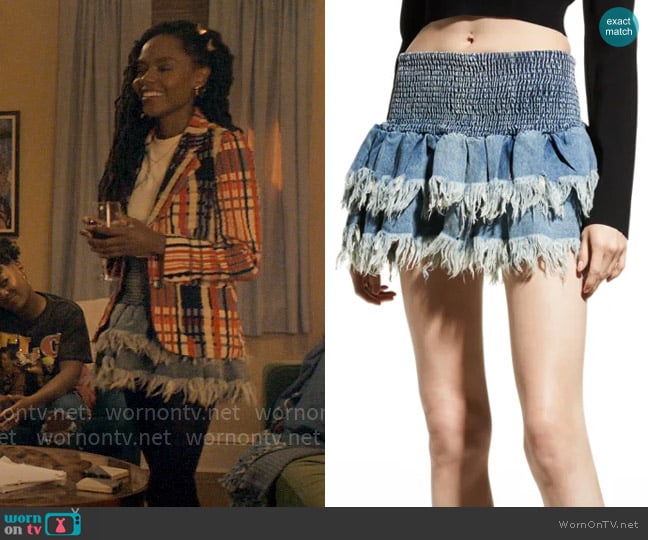 Ser.o.ya Glori Denim Skirt worn by Hazel-May McCall (Ashleigh Murray) on The Other Black Girl