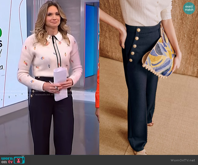 Sezane Marino Trousers in Navy Blue worn by Ellison Barber on NBC News Daily