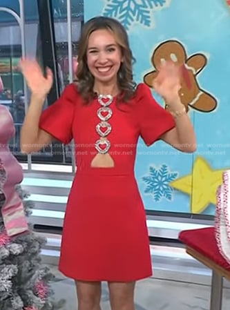 Shannon Doherty’s red heart embellished dress on Today