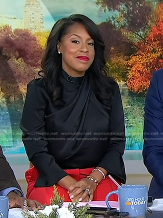 Sheinelle's black draped blouse on Today