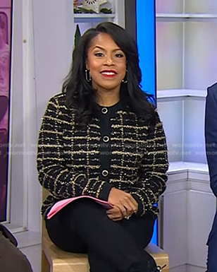 Sheinelle's black plaid cardigan on Today