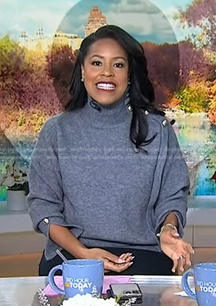 Sheinelle’s grey buttoned turtleneck sweater on Today