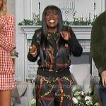 Sheryl’s belt print cardigan and pants set on The Talk