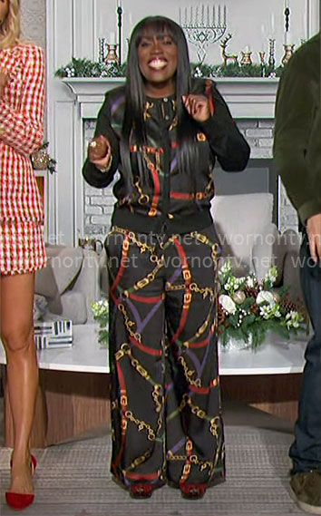 Sheryl’s belt print cardigan and pants set on The Talk