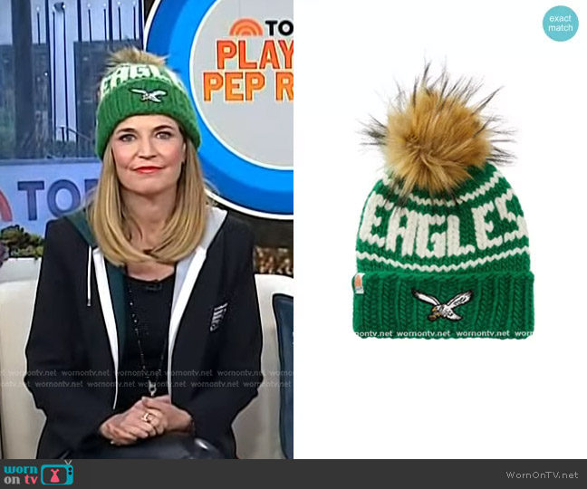 Sh*t That I Knit The Retro NFL Eagles Beanie with Faux Fur worn by Savannah Guthrie on Today