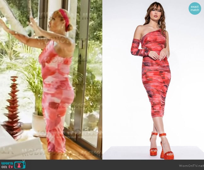 Shop Akira Abstract Print Mesh Dress worn by  on The Real Housewives Ultimate Girls Trip