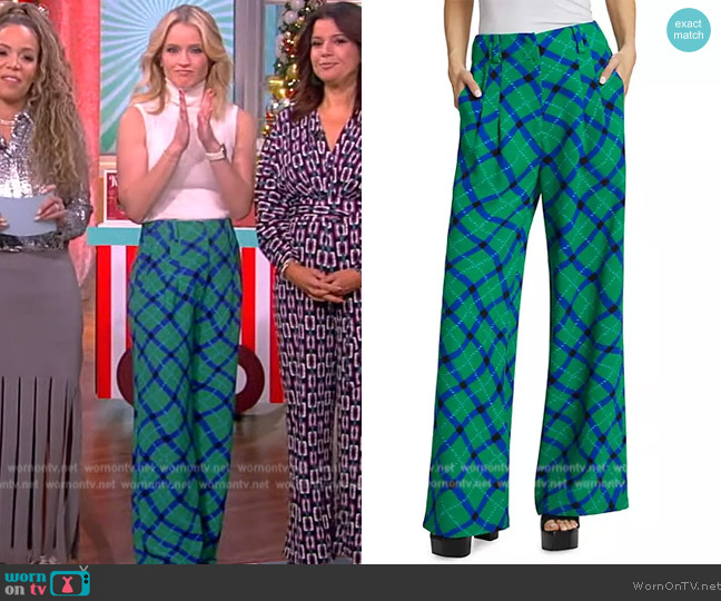 Simon Miller Bloo Plaid Relaxed Pants worn by Sara Haines on The View