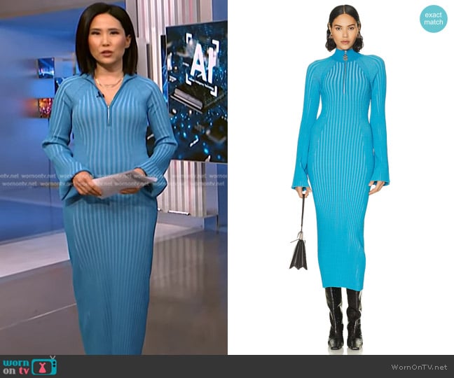 Simon Miller Zumi Dress in Pacific Blue worn by Vicky Nguyen on NBC News Daily