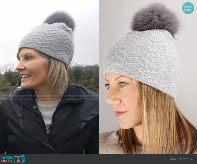 Snowflake Chevron Toque Beanie in Grey worn by Kate Snow on NBC News Daily