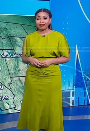 Somara Theodore’s yellow ruched dress on Good Morning America