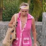 Sonja’s pink button down sleeveless dress on The Real Housewives Ultimate Girls Trip