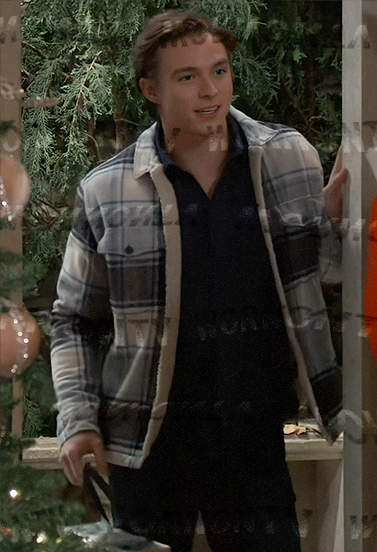 Spencer’s blue plaid and sherpa jacket on General Hospital